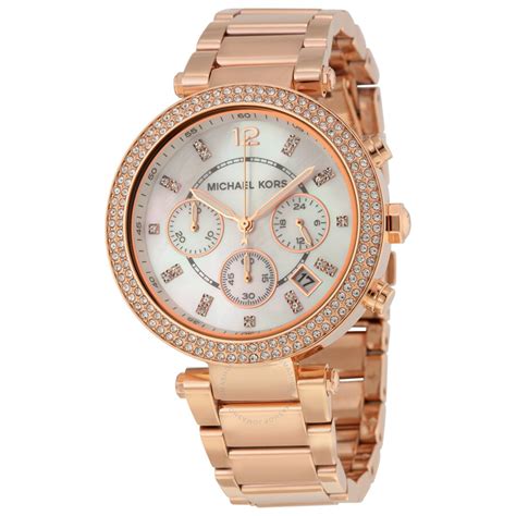 michael kors rose gold watch clear band|michael kors parker chronograph watch.